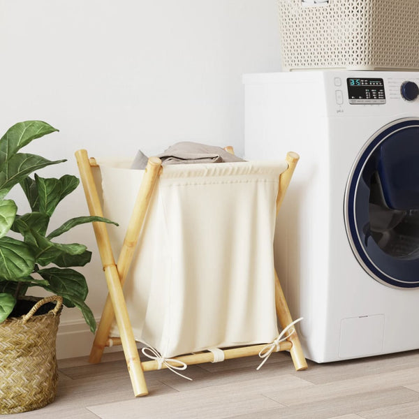 vidaXL Panier à linge crème 45x55x63,5 cm Bambou