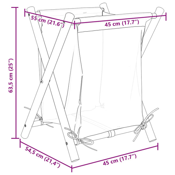 vidaXL Panier à linge crème 45x55x63,5 cm Bambou