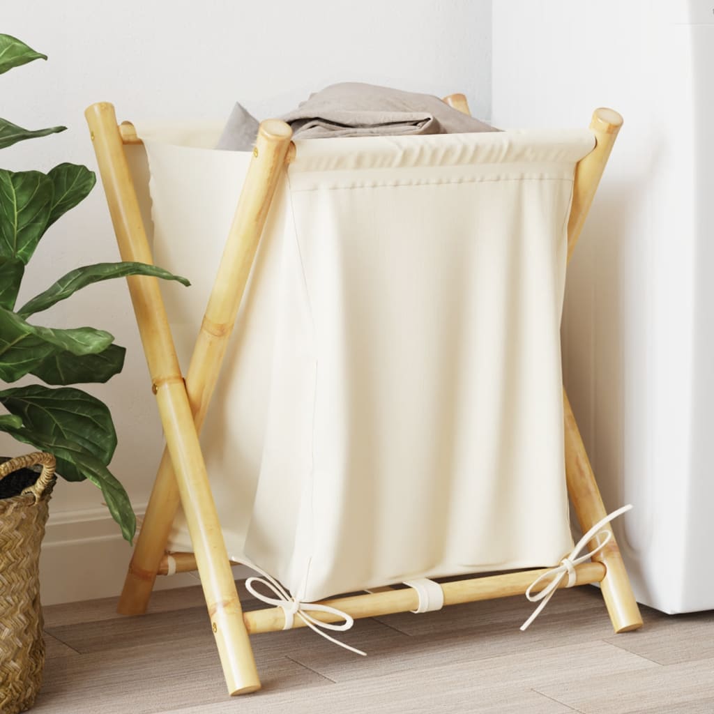 vidaXL Panier à linge crème 45x55x63,5 cm Bambou