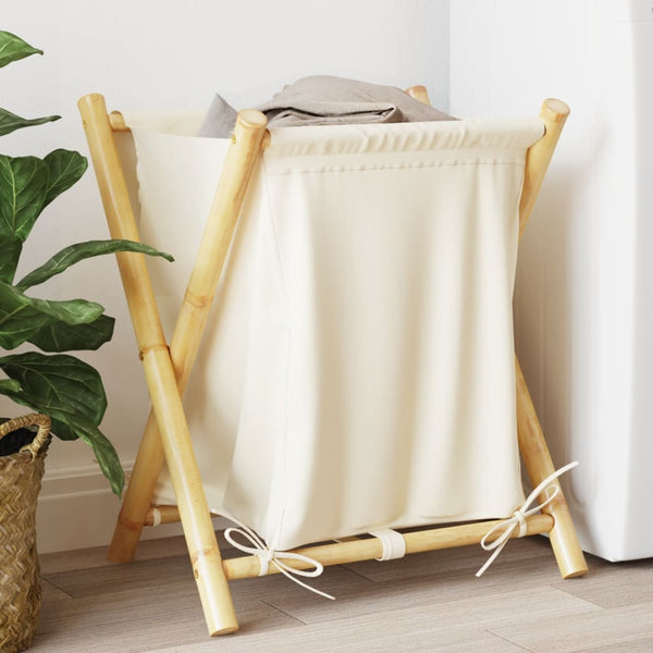 vidaXL Panier à linge crème 45x55x63,5 cm Bambou