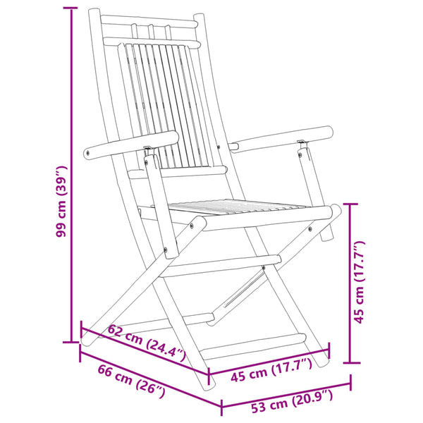Klappbare Gartenstühle 2er Set Bambus