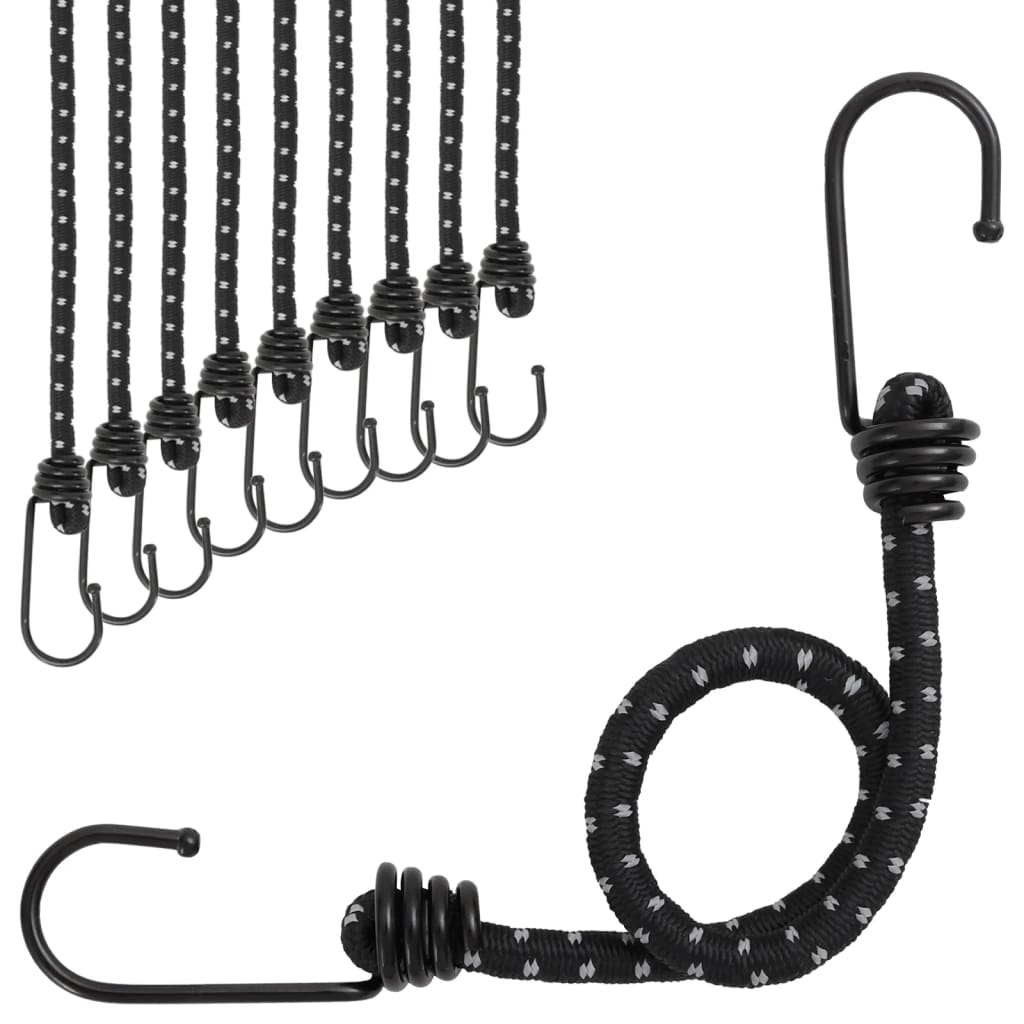 Reflektierende Gummiseile mit Haken, 38 cm, 10 Stk.