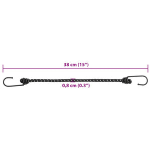 Reflektierende Gummiseile mit Haken, 38 cm, 10 Stk.
