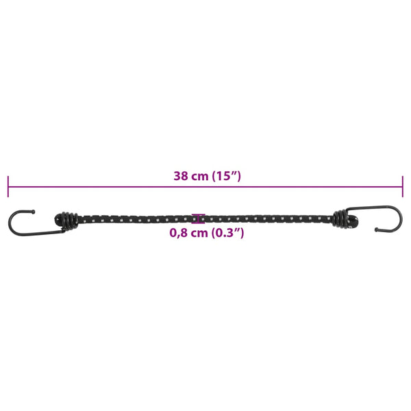 Reflektierende Gummiseile mit Haken, 38 cm, 10 Stk.