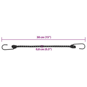 Reflektierende Gummiseile mit Haken, 38 cm, 25 Stk.