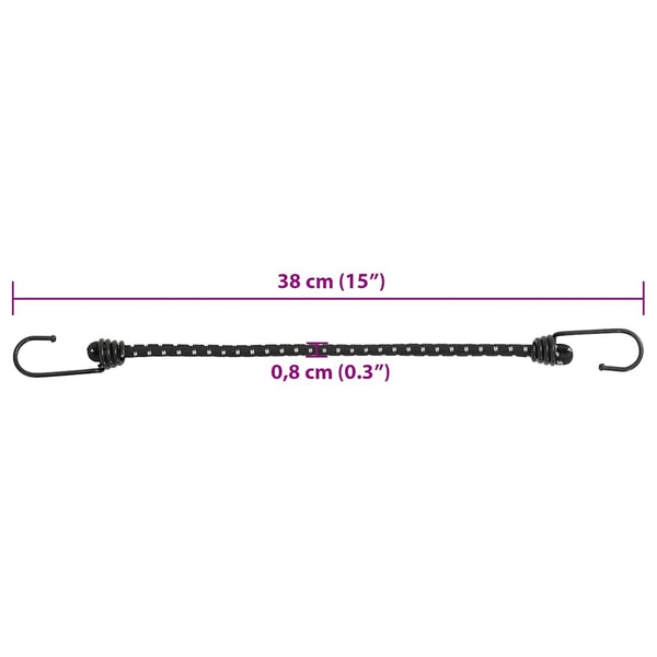 Reflektierende Gummiseile mit Haken, 38 cm, 25 Stk.