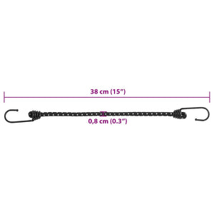 Reflektierende Gummiseile mit Haken, 38 cm, 50 Stk.