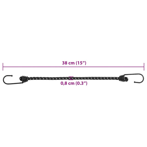 Reflektierende Gummiseile mit Haken, 38 cm, 50 Stk.