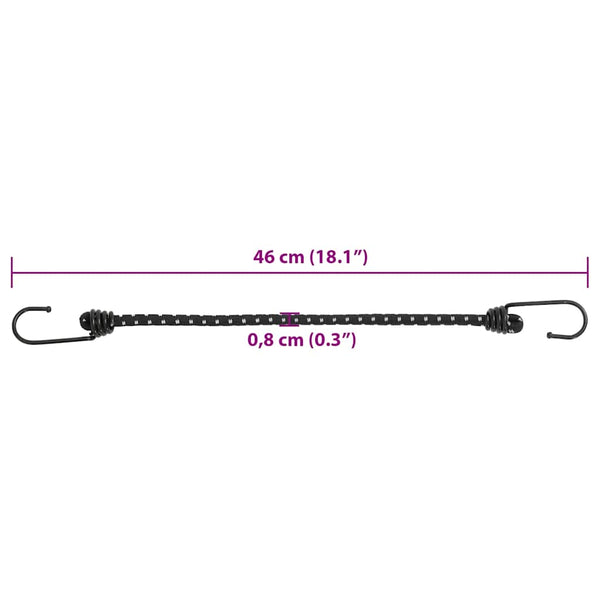 Reflektierende Gummiseile mit Haken, 46 cm, 25 Stk.