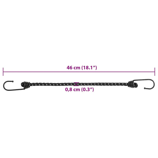 Reflektierende Gummiseile mit Haken, 46 cm, 50 Stk.