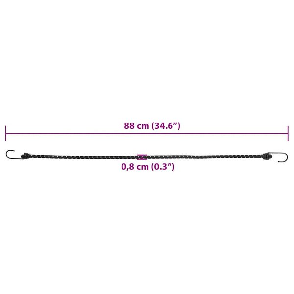 Reflektierende Gummiseile mit Haken, 88 cm, 25 Stk.