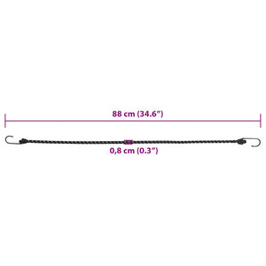 Reflektierende Gummiseile mit Haken, 50 Stk. 88cm
