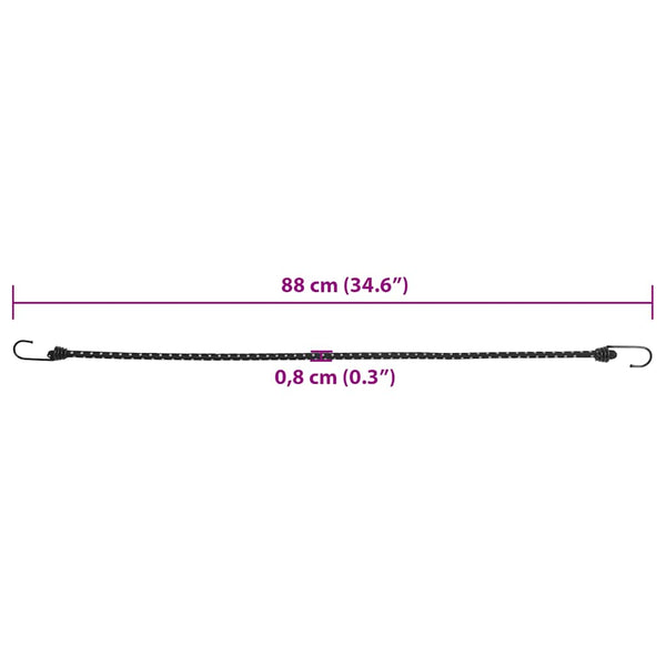 Reflektierende Gummiseile mit Haken, 50 Stk. 88cm