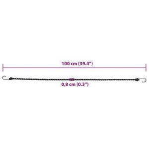 Reflektierende Gummiseile mit Haken, 100cm, 25 Stk.