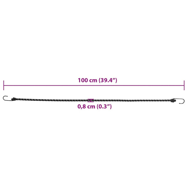 Reflektierende Gummiseile mit Haken, 100cm, 25 Stk.