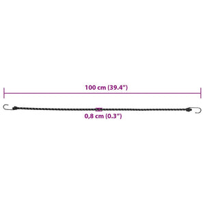 Reflektierende Gummiseile mit Haken, 100cm, 50 Stk.