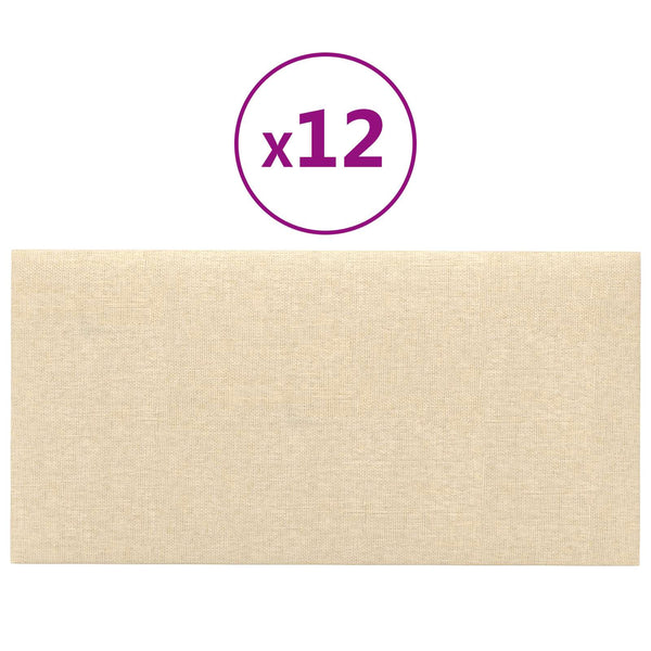 Wandpaneele Kopfteil Creme Stoff 12er Set