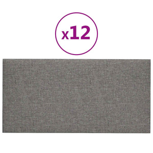 Wandkopfteile Hellgrau Stoff, 12 Stk. 30x15cm