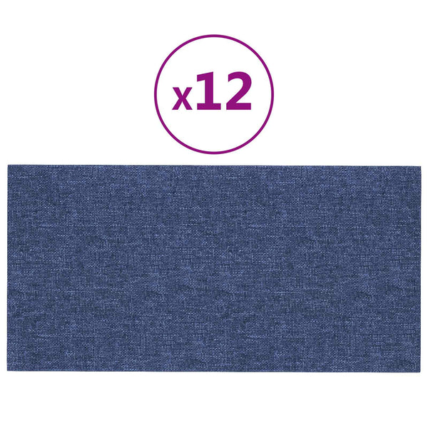 Blaue Wandkopfteile 30x15cm, 12er Set