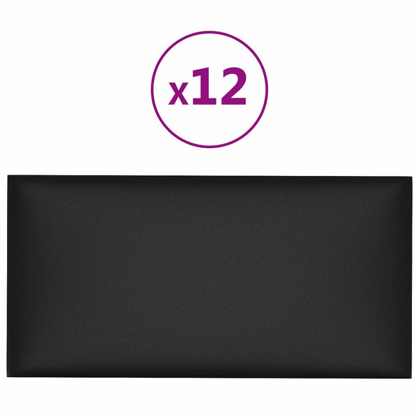 Wandkopfteile Schwarz 30x15cm, 12er Set
