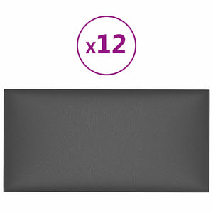 Wandkopfteile Grau Stoff 30x15cm 12er Set