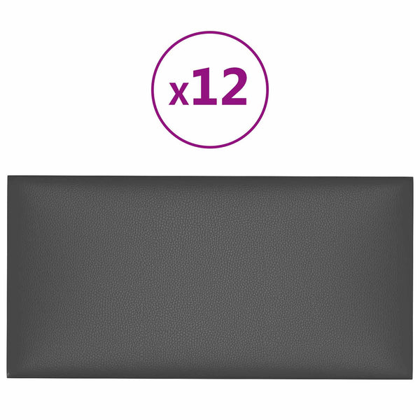 Wandkopfteile Grau Stoff 30x15cm 12er Set
