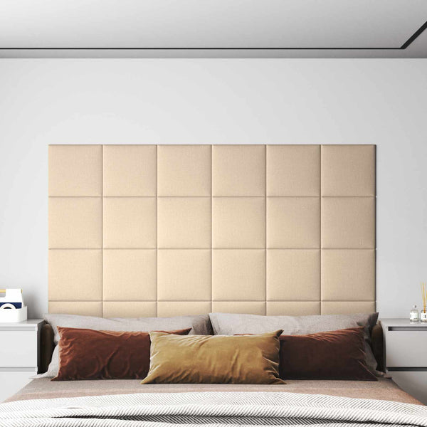 Wandpaneele Kopfteil Creme Stoff 30x30cm 12er Set