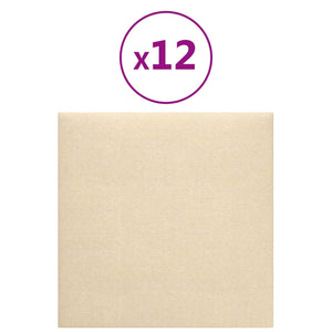 Wandpaneele Kopfteil Creme Stoff 30x30cm 12er Set