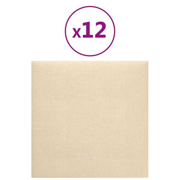 Wandpaneele Kopfteil Creme Stoff 30x30cm 12er Set