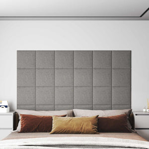 vidaXL Têtes de lit murales 12 pcs Gris clair 30 x 30 cm Tissu