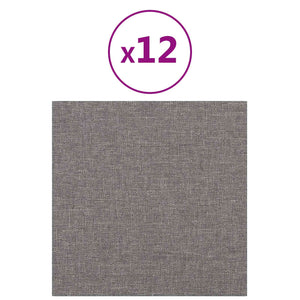 vidaXL Têtes de lit murales 12 pcs Gris clair 30 x 30 cm Tissu