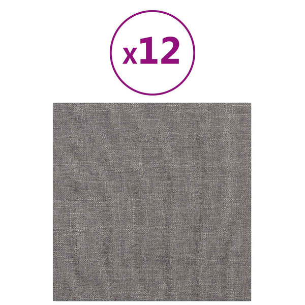 vidaXL Têtes de lit murales 12 pcs Gris clair 30 x 30 cm Tissu