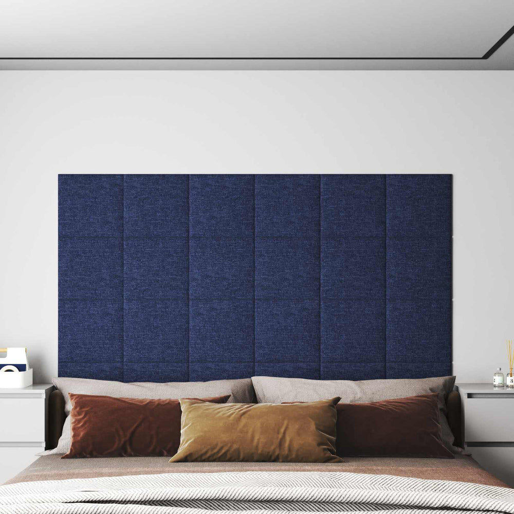 Wandpaneele Kopfteil Stoff Blau 30x30cm 12 Stk.