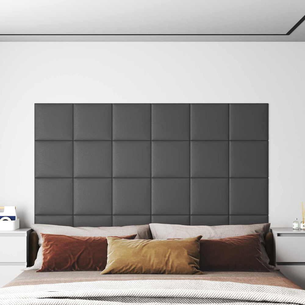 Wandkopfteile Grau Stoff 30x30cm, 12 Stk.