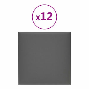 Wandkopfteile Grau Stoff 30x30cm, 12 Stk.