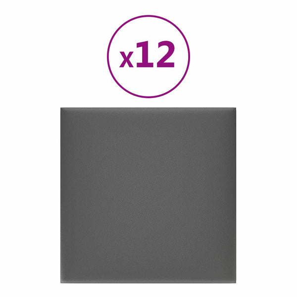Wandkopfteile Grau Stoff 30x30cm, 12 Stk.