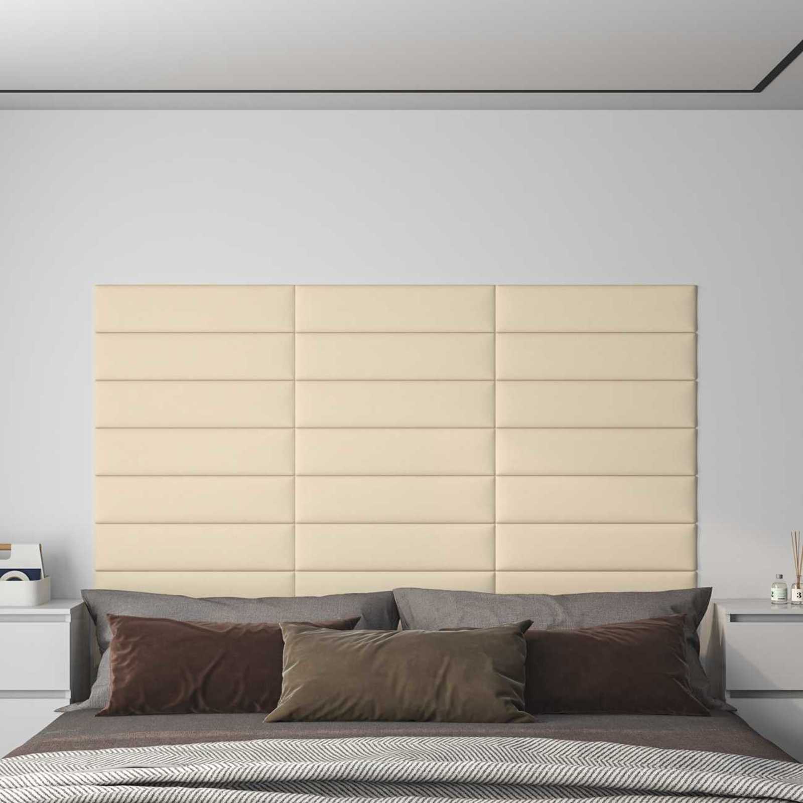 Wandpaneele Kopfteil Creme 60x15cm, 12er Set
