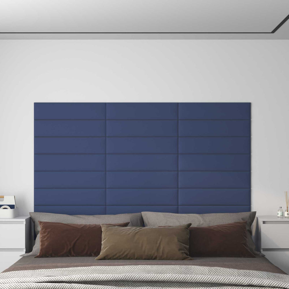 Wandkopfteile Blau Stoff 60x15cm, 12er Set