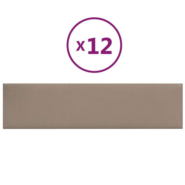 Wandkopfteile Cappuccino Stoff 60x15cm, 12er Set