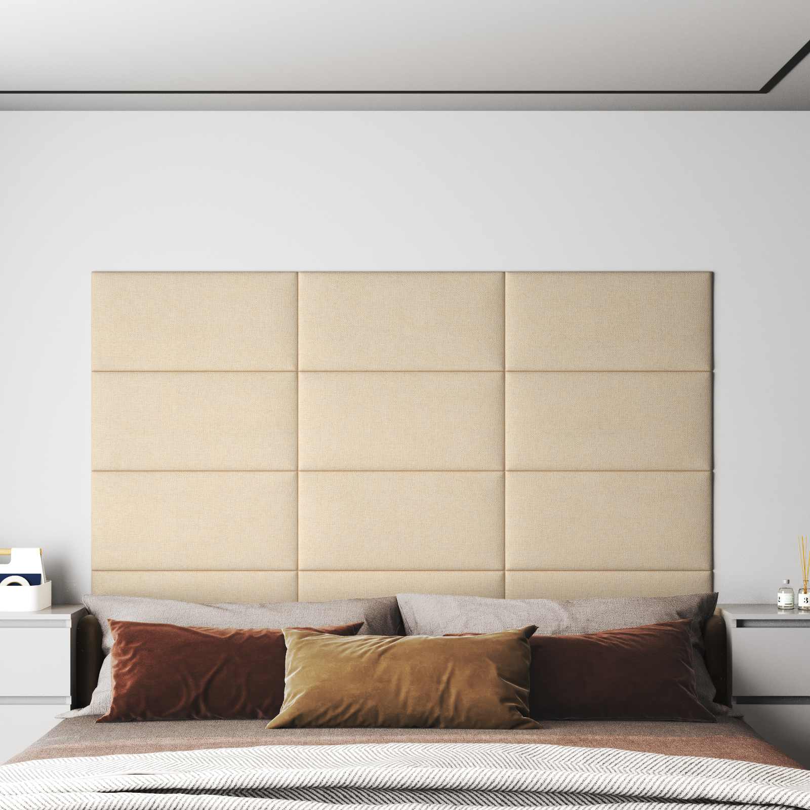 Wandkopfteile Creme 60x30 cm, 12er Set