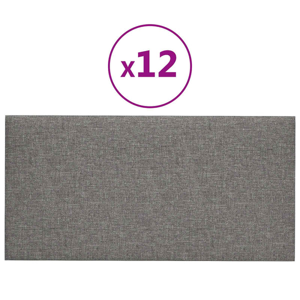 vidaXL Têtes de lit murales 12 pcs Gris clair 60 x 30 cm Tissu