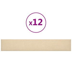 Wandpaneele Creme Stoff 90x15cm, 12er Set
