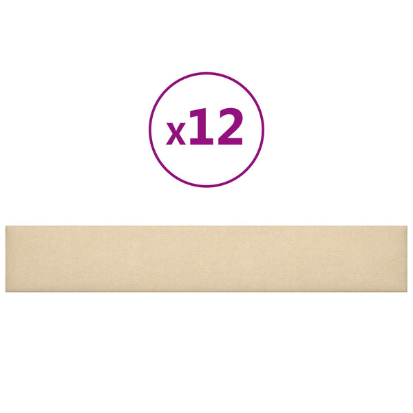 Wandpaneele Creme Stoff 90x15cm, 12er Set