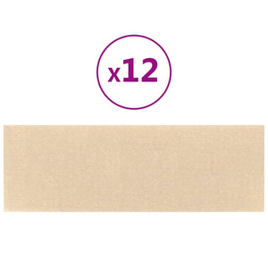 Wandpaneele Creme Stoff 90x30cm, 12 Stk.