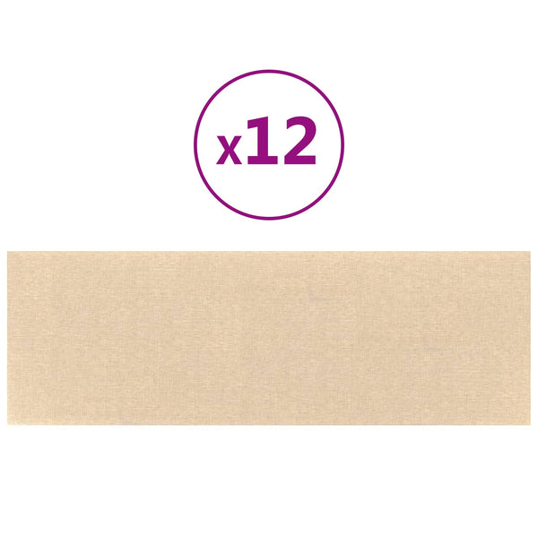 Wandpaneele Creme Stoff 90x30cm, 12 Stk.