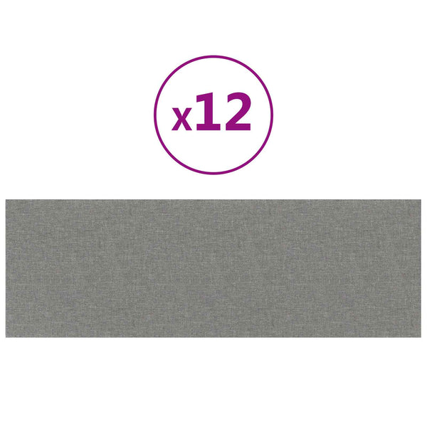Wandpaneele Kopfteil Hellgrau Stoff 90x30cm, 12 Stk.