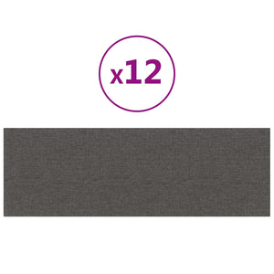 Wandkopfteile Dunkelgrau Stoff 90x30cm, 12er Set