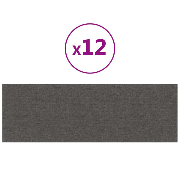 Wandkopfteile Dunkelgrau Stoff 90x30cm, 12er Set