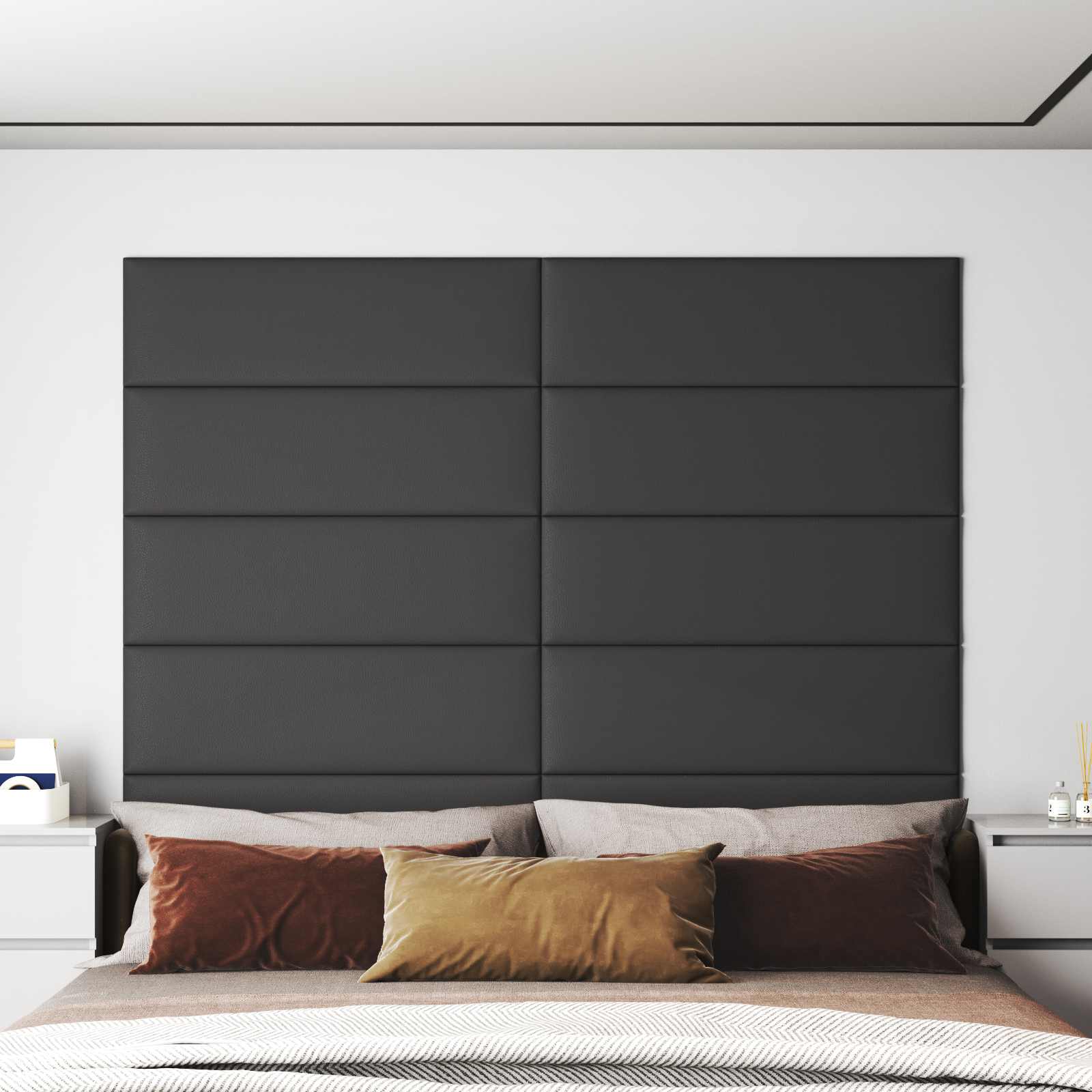 Wandpaneele Grau Stoff 90x30cm, 12er Set