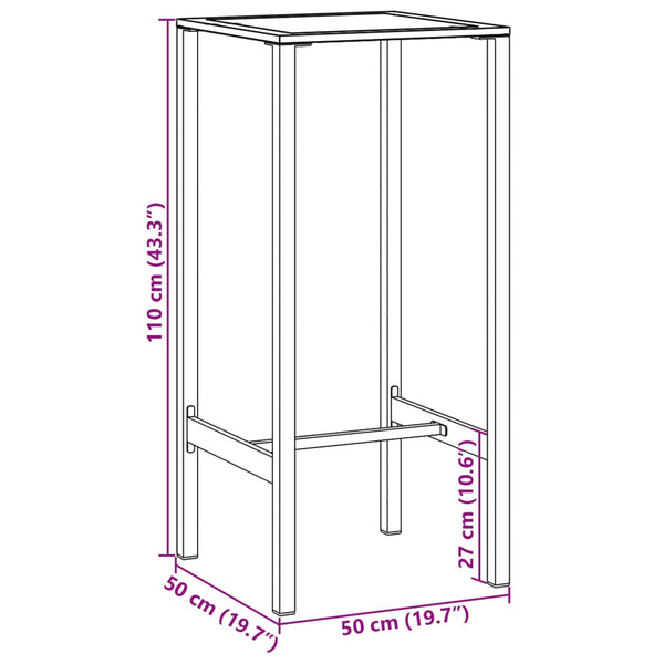 Schwarzer Bartisch 50x50x110 cm